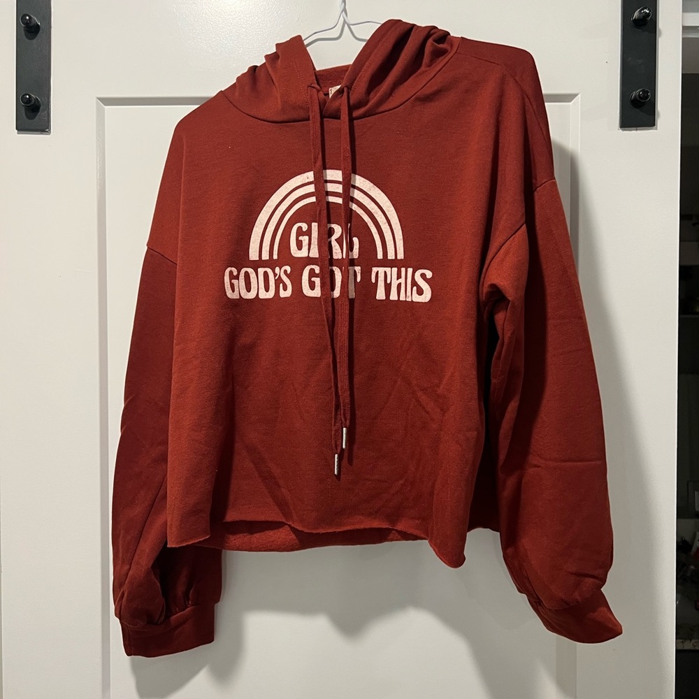 Girl God’s Got this cropped sweatshirt. Size M. Never worn. New without tags